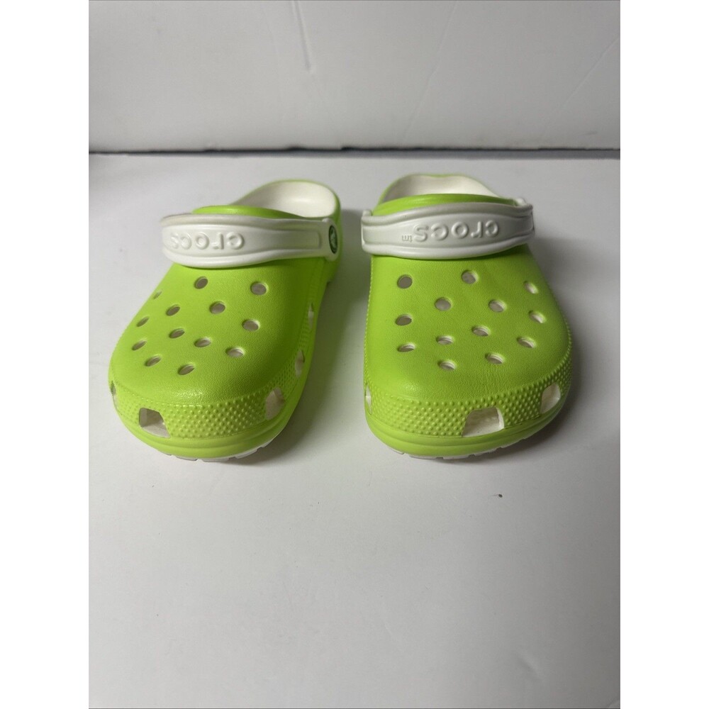 Crocs Classic Clog Glow In-the-dark Unisex Kids Lime Green/ White Preowned